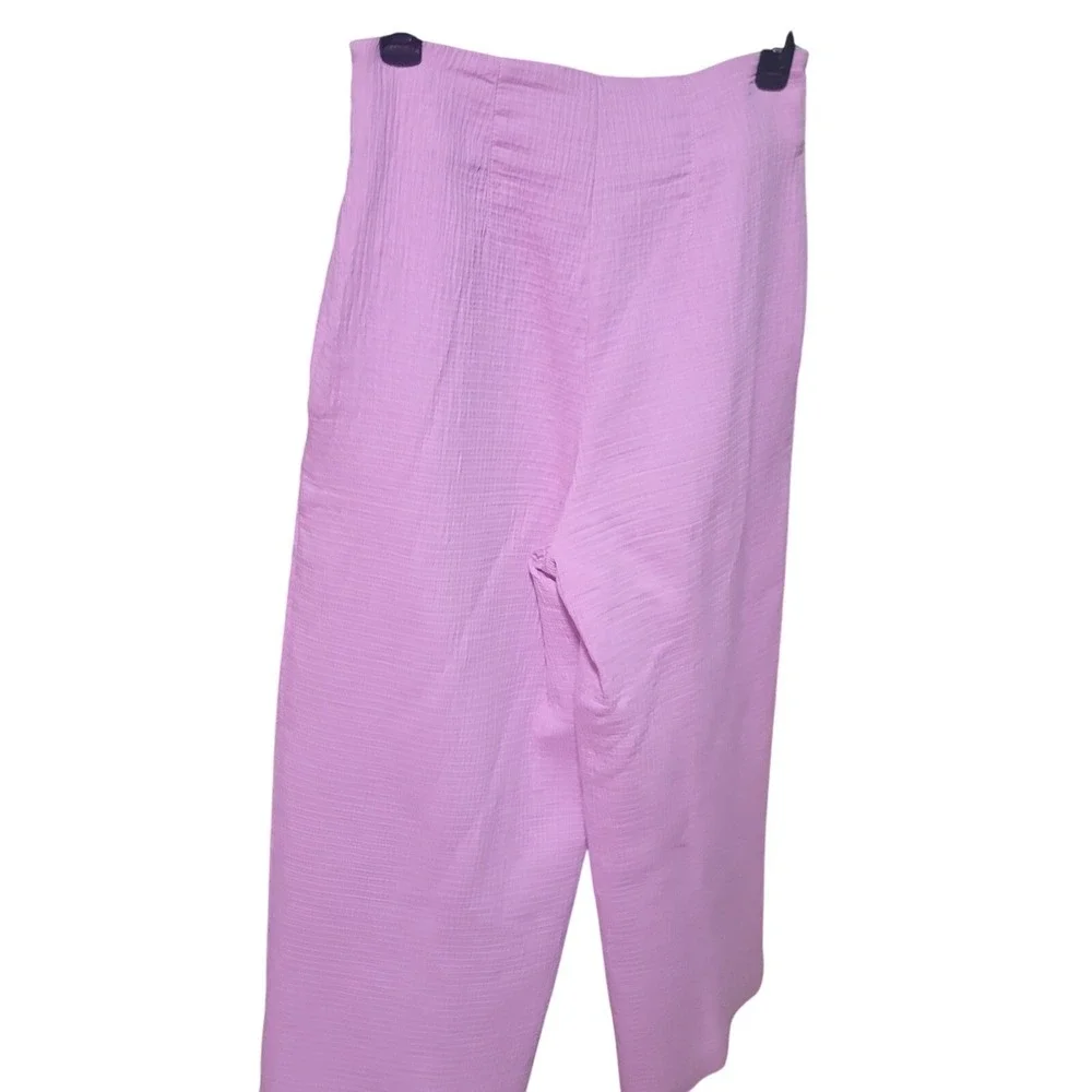 Maeve PINK Textured Wide Leg Pants Flowy High Waisted Casual Dressy Brunch Work - Picture 6 of 7
